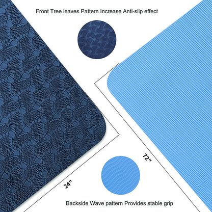 Yoga Mat 1/3 Inch Exercise Mats 8Mm TPE Non-Slip Extra Thick High-Density Eco Friendly for Yoga Workout Pilates Yoga Mats for Women Men
